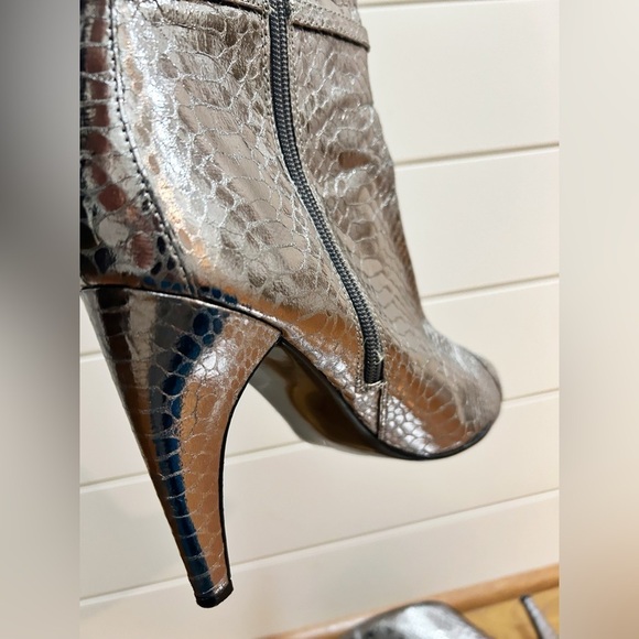Sam Edelman Silver Snakeskin Heeled Boots - Picture 7 of 16